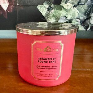 NEW Strawberry Pound Cake 3-Wick Candle Bath & Body Works